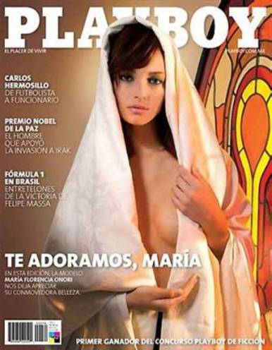 Für eine ähnliche Reaktion hat auch der Playboy gesorgt, auf dessen Titelseite ebenso eine fragwürdige Jungfrau Maria abgebildet wurde.